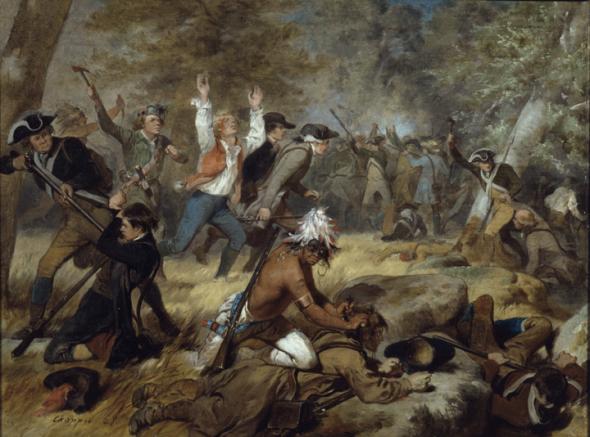 Efter attacken mot Wyoming Valley (här på en samtida målning av Alonzo Chappel) beordrade patrioternas befälhavare George Washington en straffexpedition mot irokeserna med en ”total förstörelse och ödeläggelse av indianernas samhällen” som mål.