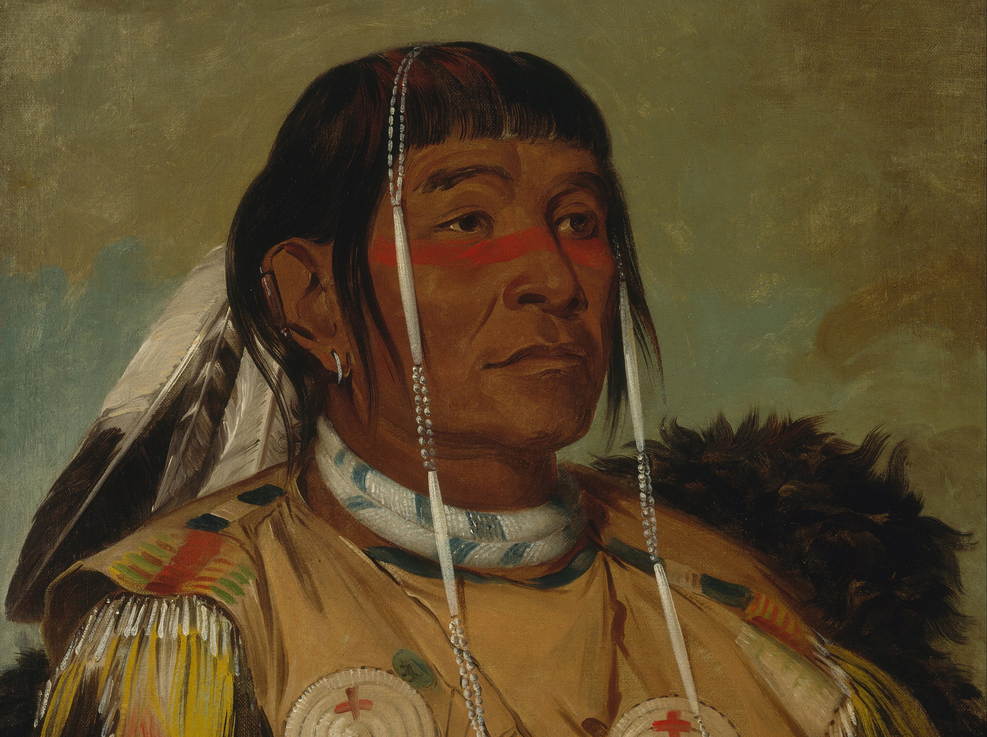 Chippewahövdingen Sha-có-pay, avmålad av George Catlin 1832.