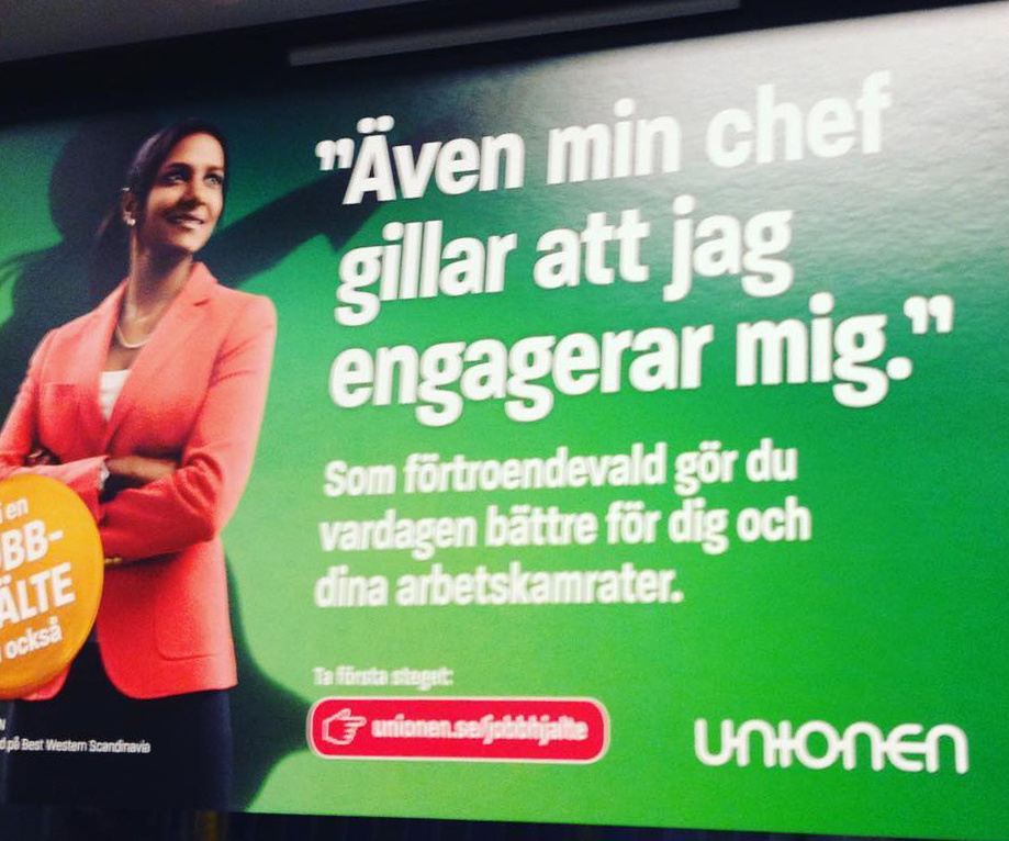 Unionenreklam från tidigare i år.