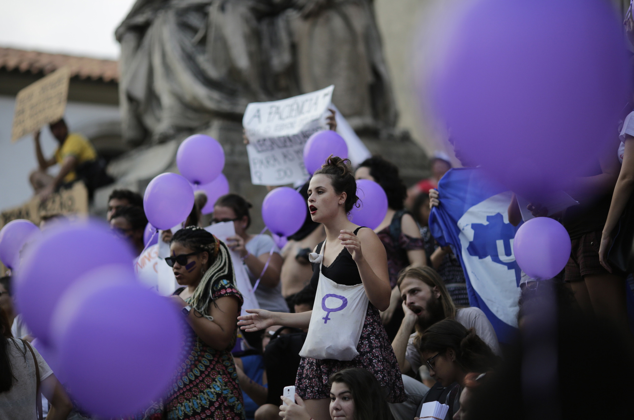Demonstration den 8 mars 2016 i Rio de Janeiro.