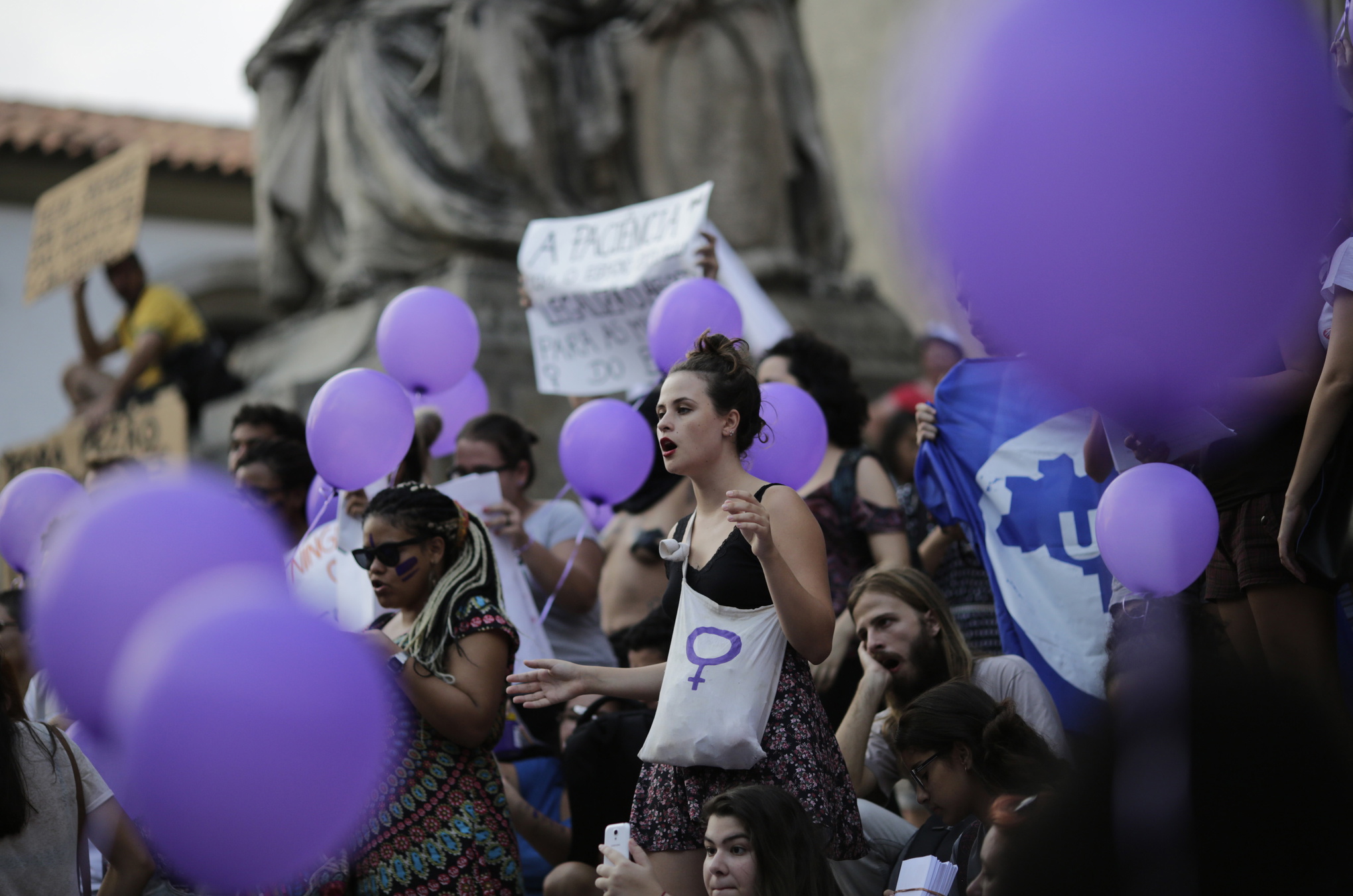 Demonstration den 8 mars 2016 i Rio de Janeiro. 