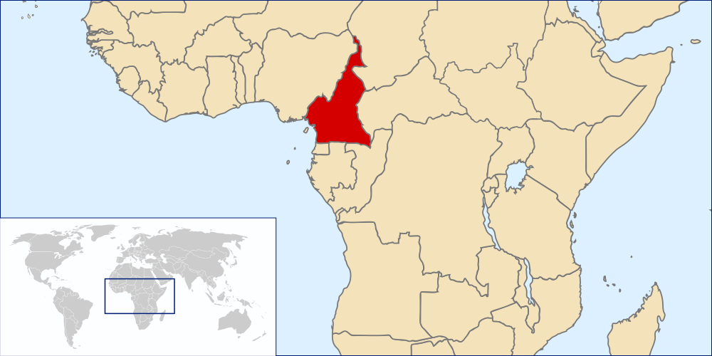 Kameruns läge i Afrika.