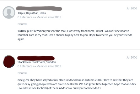 Referenser på
Egor Putilovs couchsurfingsida kallar honom Popov och placerar honom i Stockholm
2004