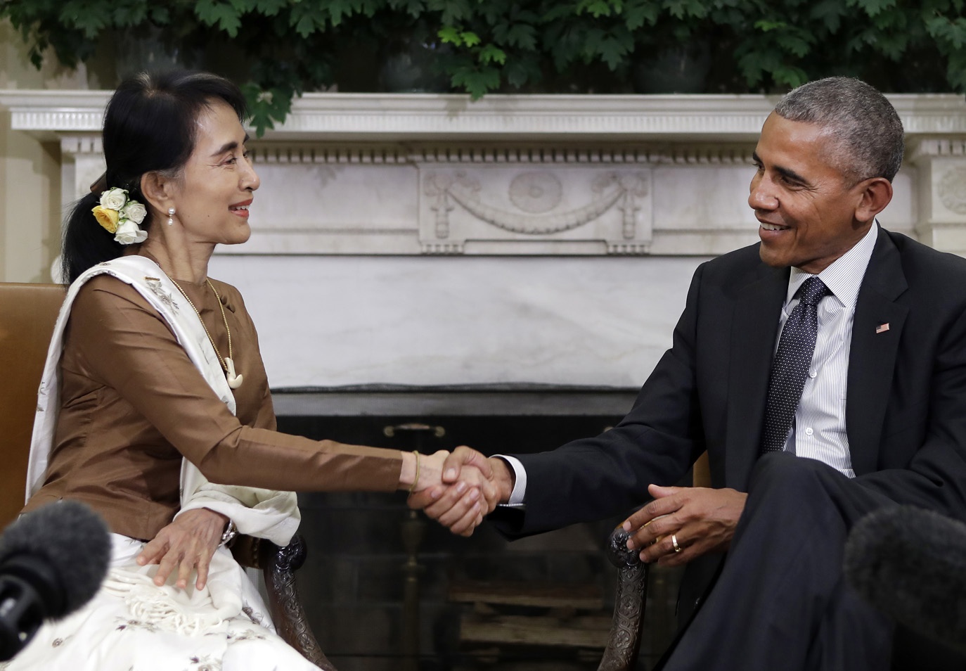 Aung San Suu Kyi och Barack Obama i Washington DC i september
2016. Vid denna tid knöt stora delar av omvärlden ännu förhoppningar till den burmesiska reformpolitiken.