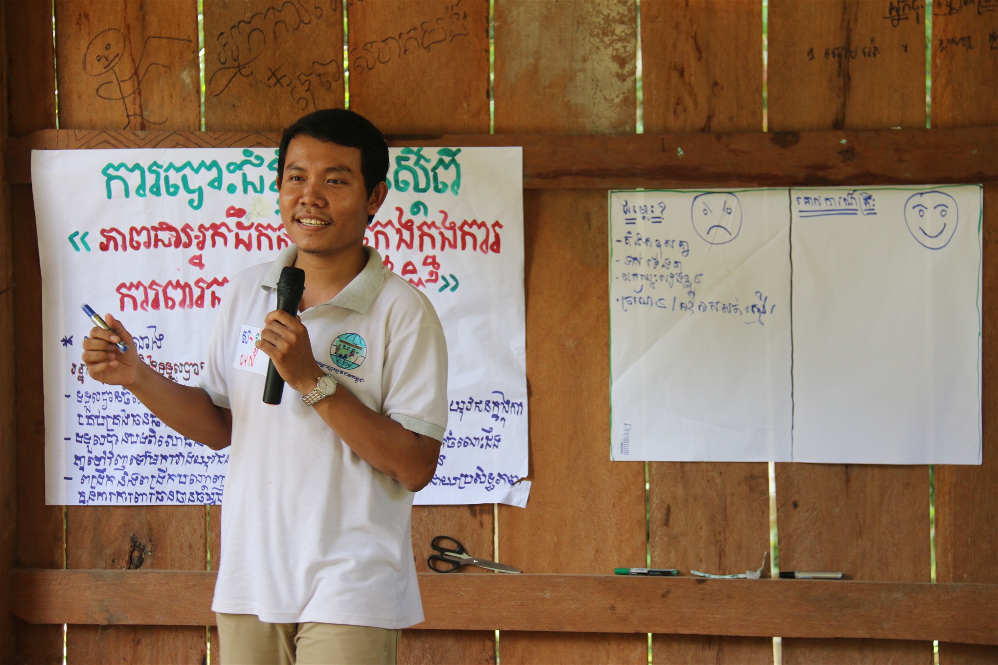 Mory Sar från Kambodjanska ungdomsnätverket säger att polisen besöker dem och kräver att få se vad deras möten ska handla om. 