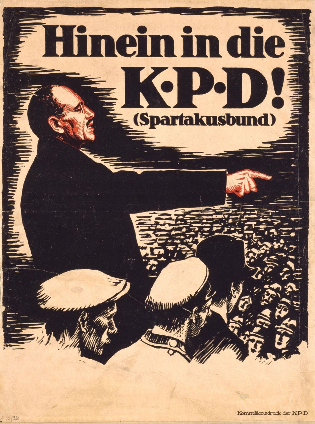 Spartakistaffisch från 1919, med Karl Liebknecht som talar för folkmassorna.