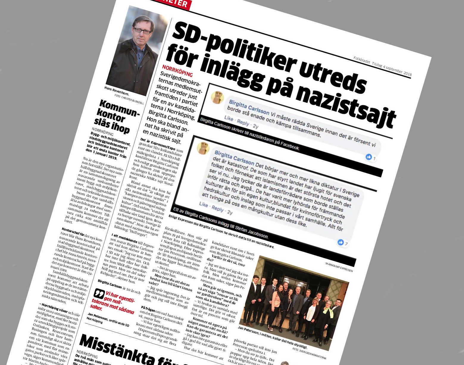 Artikeln ur Folkbladet som ledde till Sverigedemokraternas polisanmälan.  