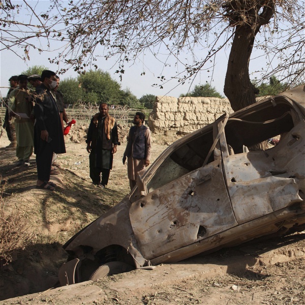 Bilen som exploderade i helgens våldsamma attack i Aghanistan.