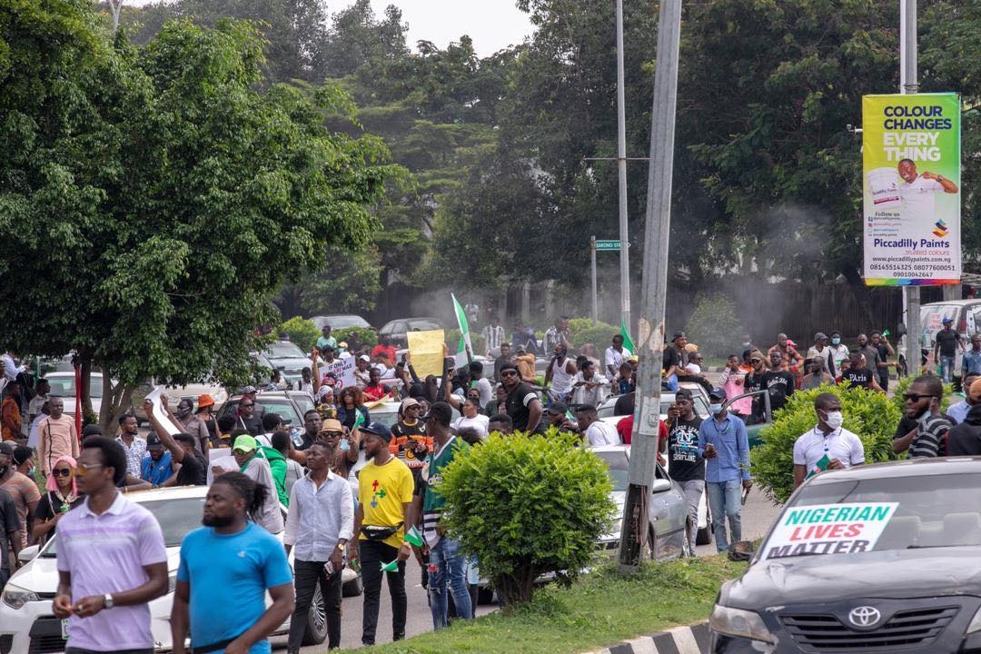 Foto: David EndabwediDemonstranter samlas nästan dagligen i Abuja.