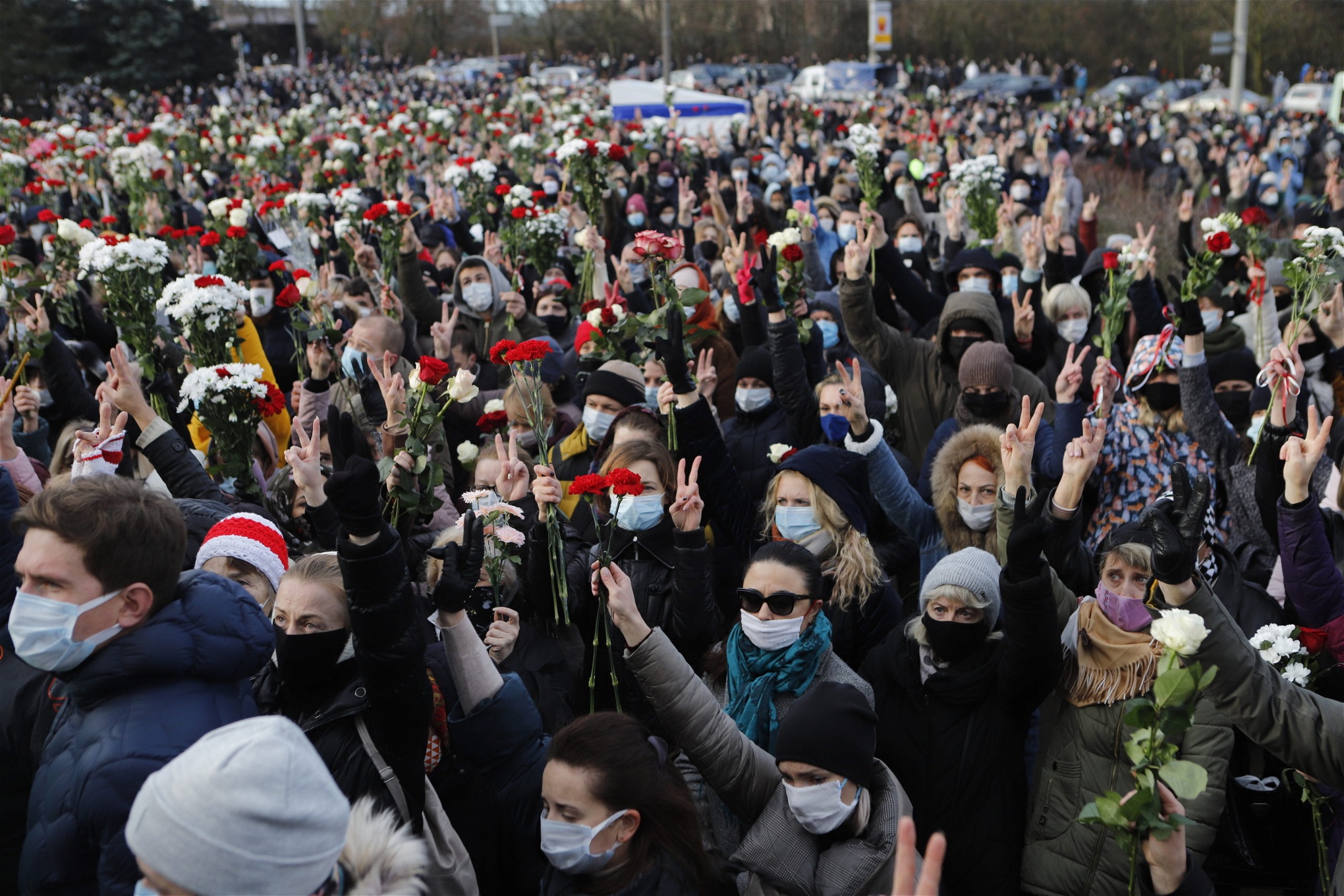 Demonstranter på gatorna i Minsk