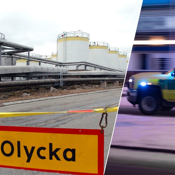 Montage av Göteborgs oljehamn och Ambulans i ilfart