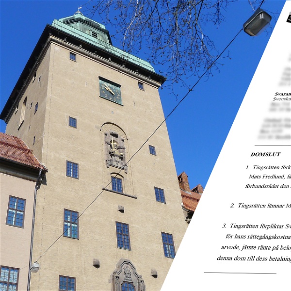 Montage av Stockholms Tingsrätt och domen