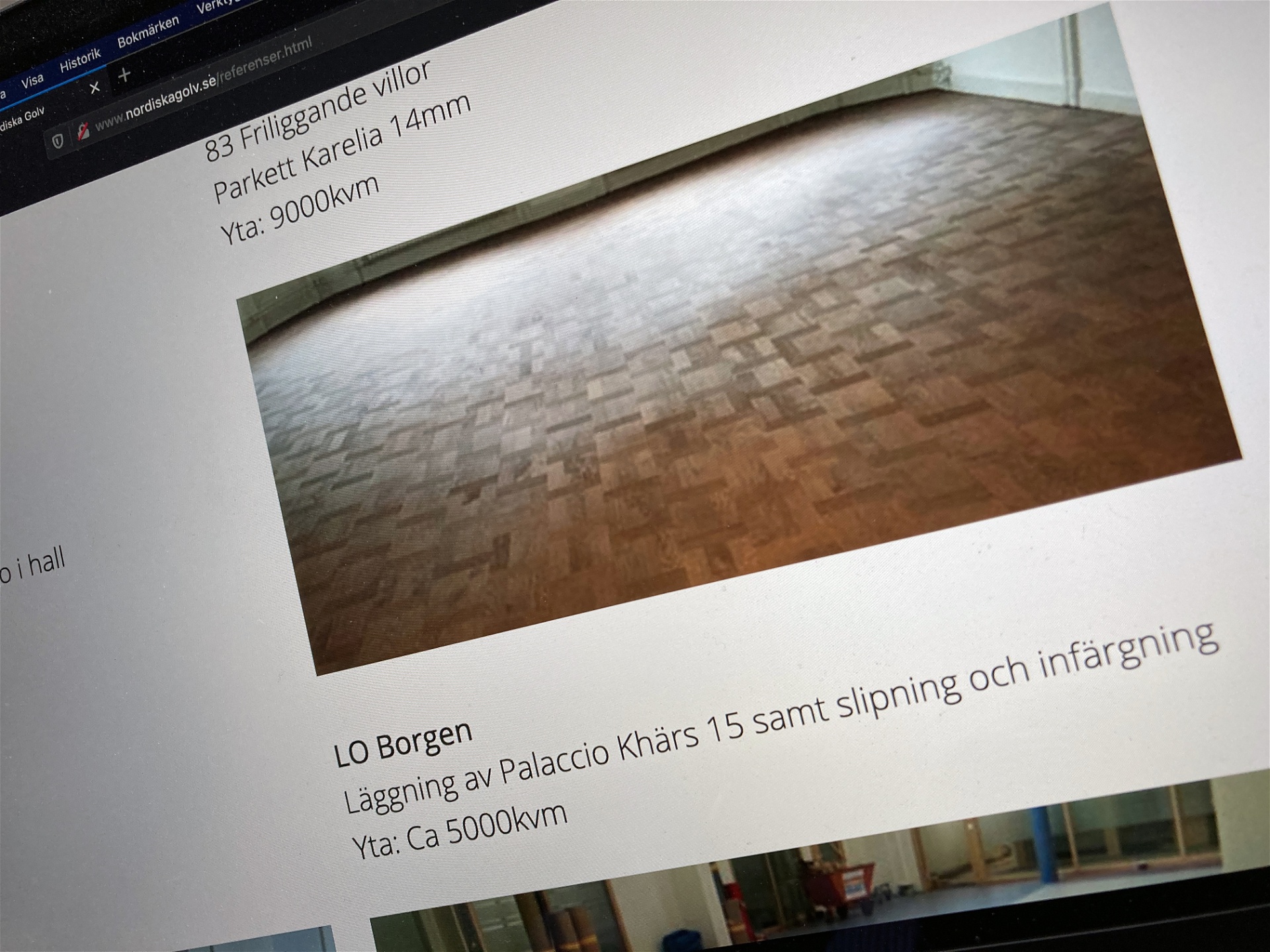 På sin hemsida visar Nordiska golv upp resultatet av renoveringen. Foto: Axel Green