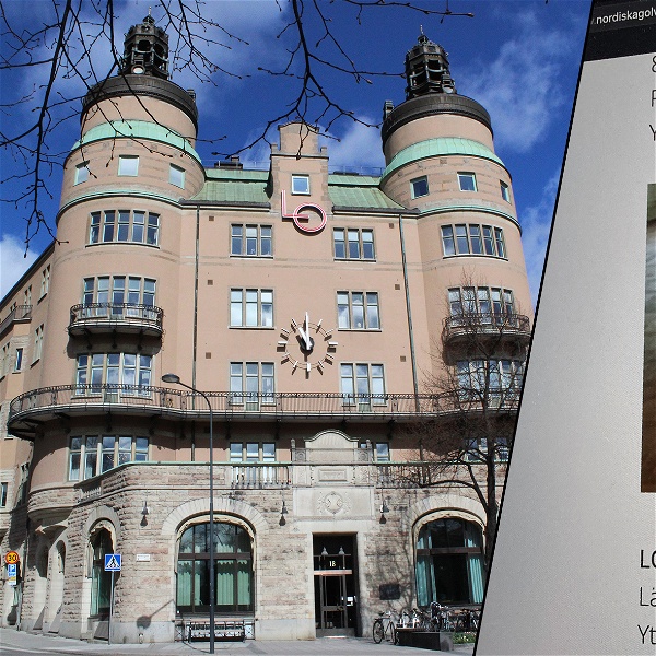 LO-borgen och en bild på Nordiska golvs referenssida