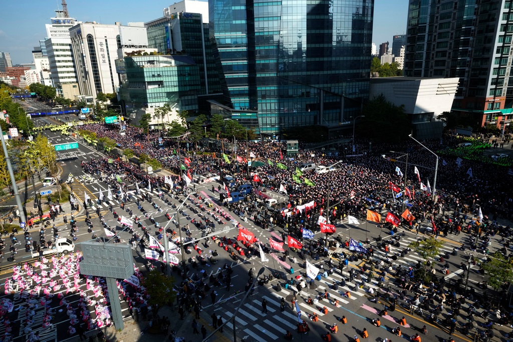 Strejkande arbetare i Sydkorea