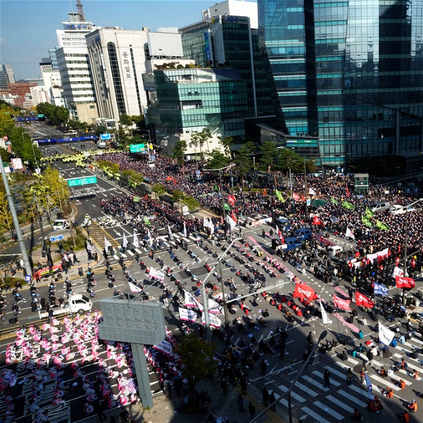 Strejkande arbetare i Sydkorea