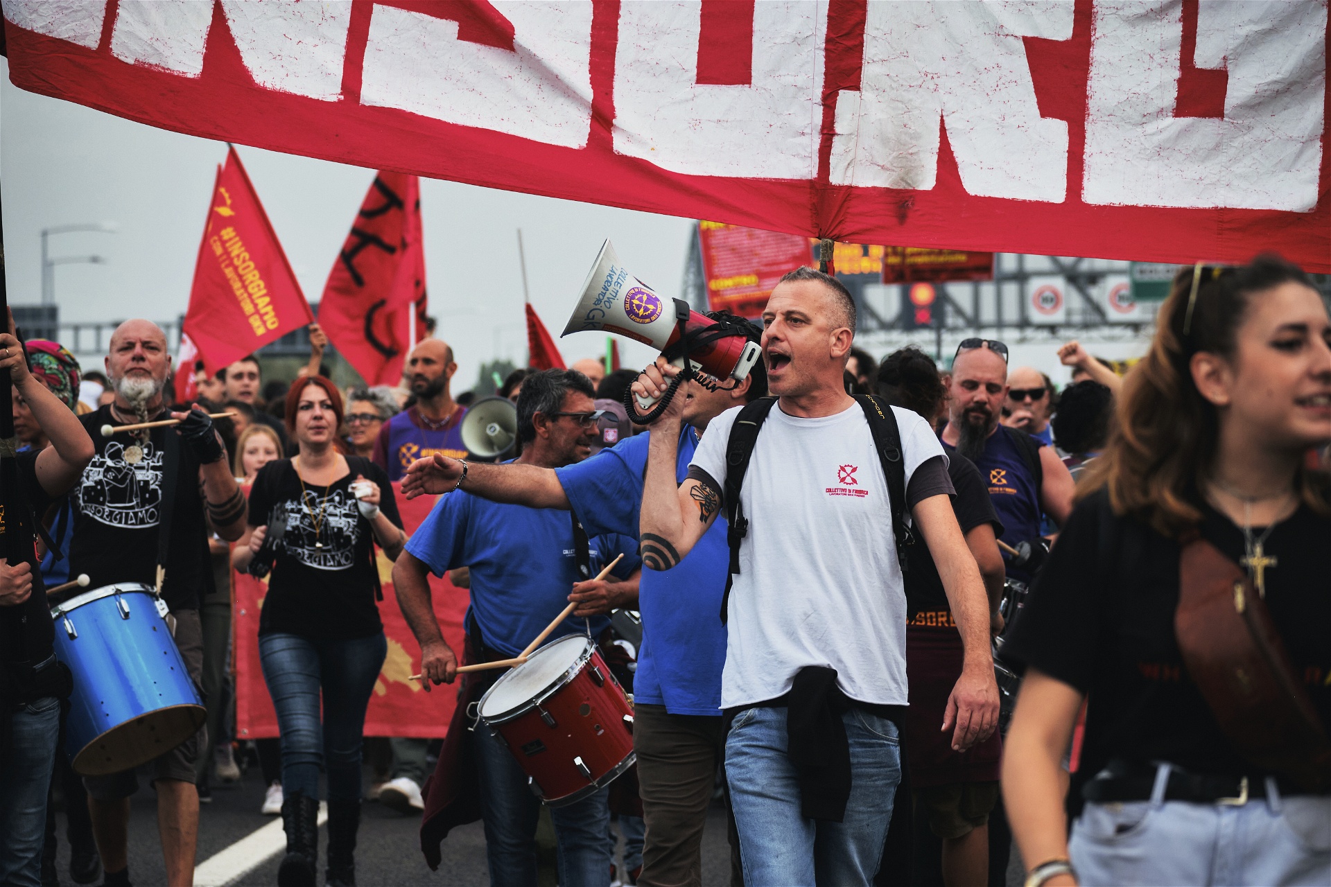 GKN-arbetare protesterar i Bologna den 22 oktober 2022. Foto: Marco Allasio