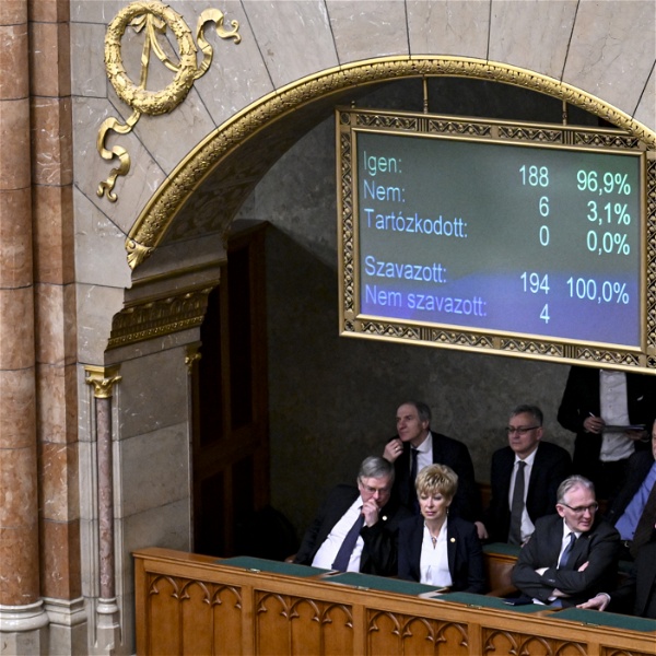 Bilden visar resultatet från det Ungerska parlamentets omröstning gällande ett svenskt Natomedlemskap.