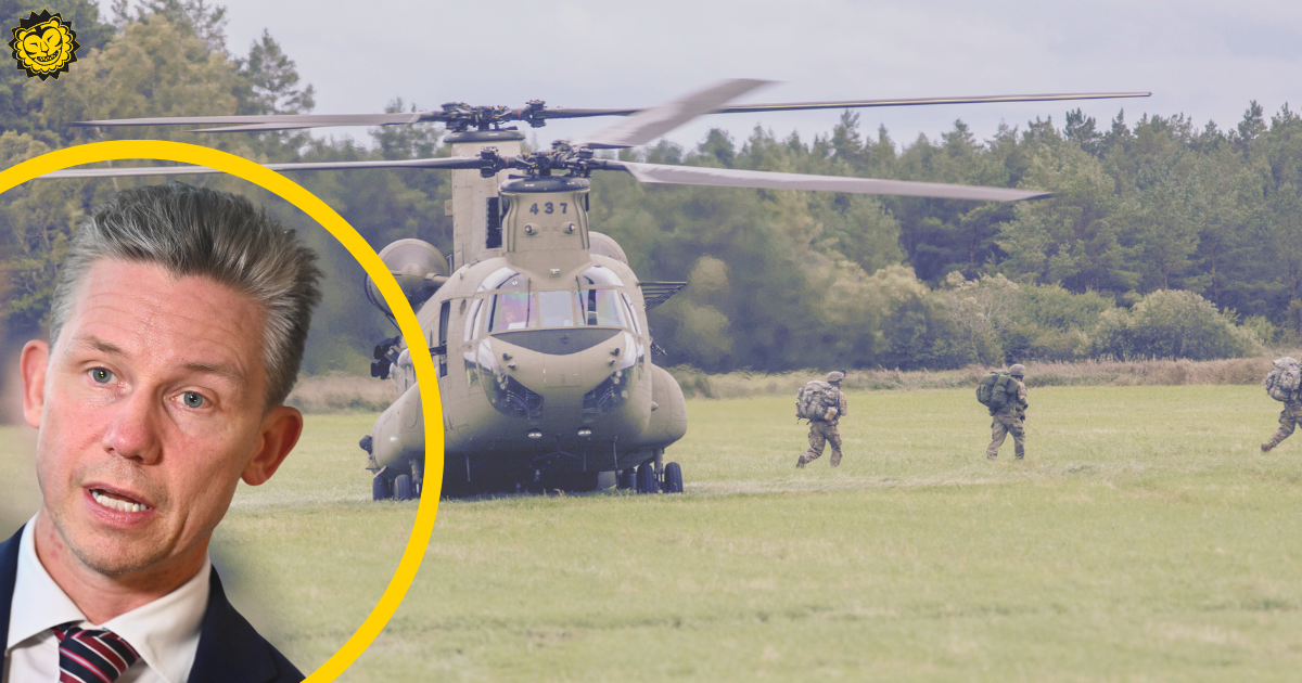 En amerikansk militärhelikopter på Gotland