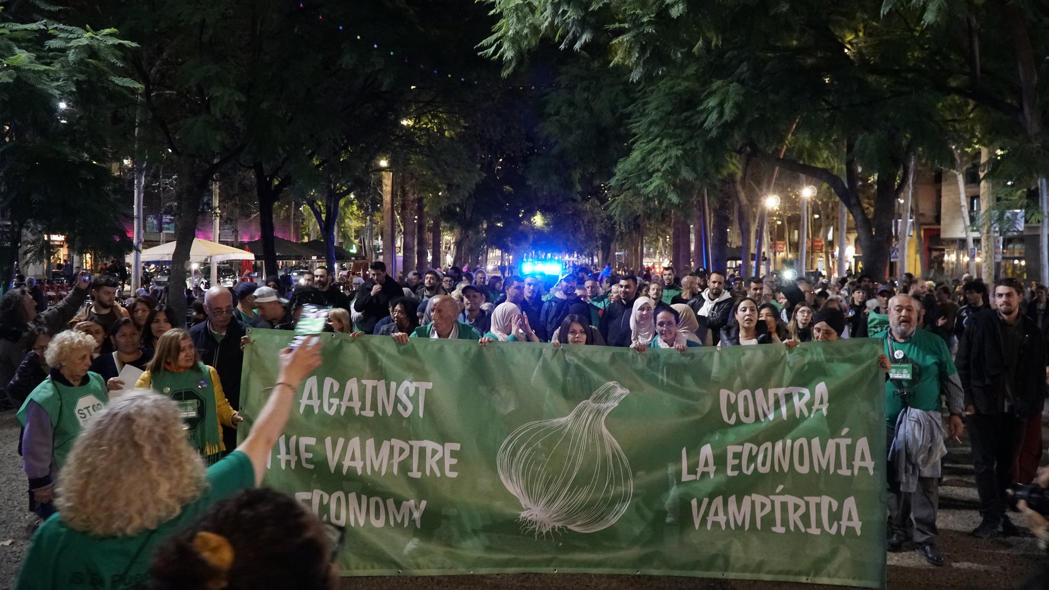 Demonstration för rätten till bostad i Barcelona