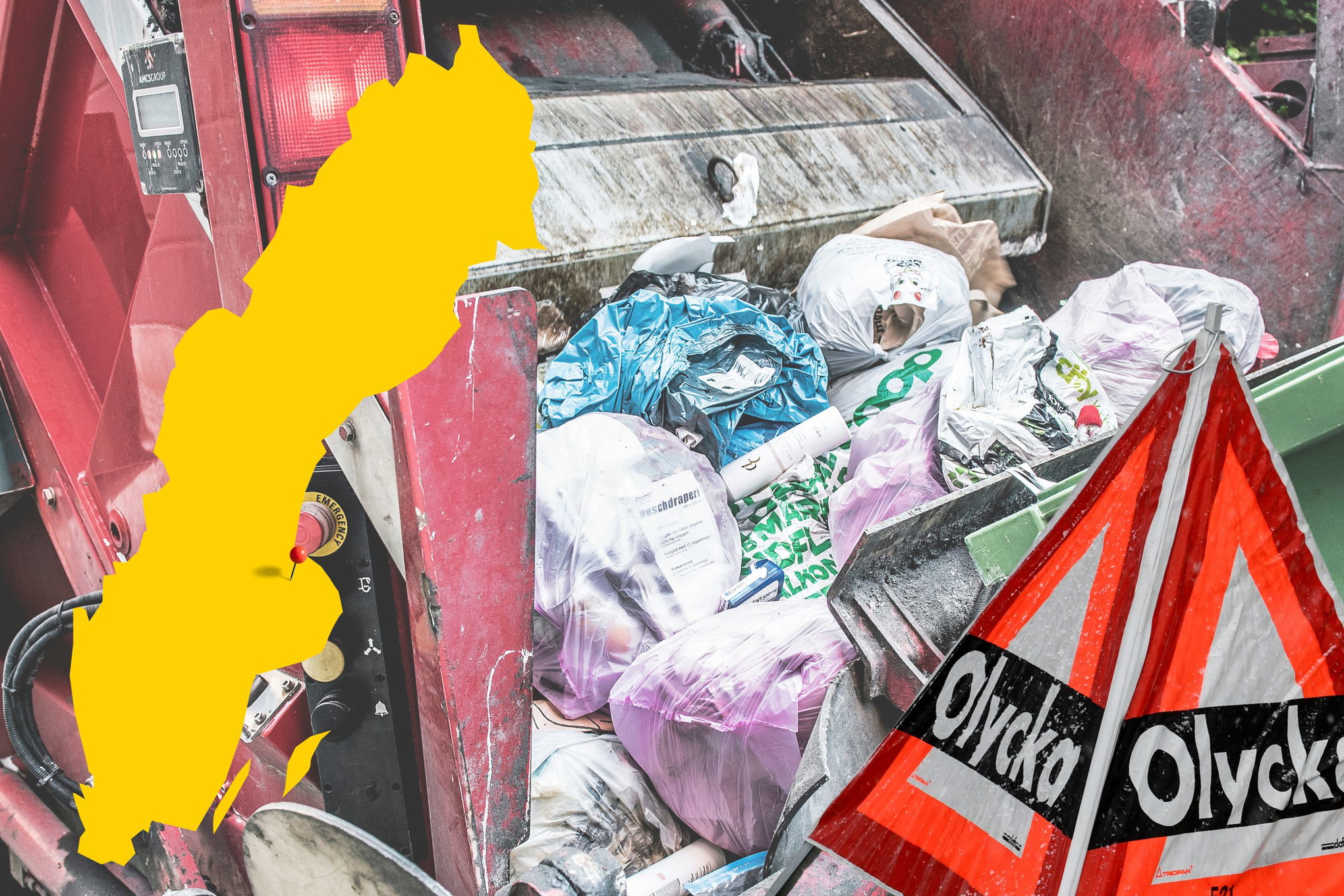 Kvinnan föll från sopbilen och förde med ambulanshelikopter till Akademiska sjukhuset i Uppsala