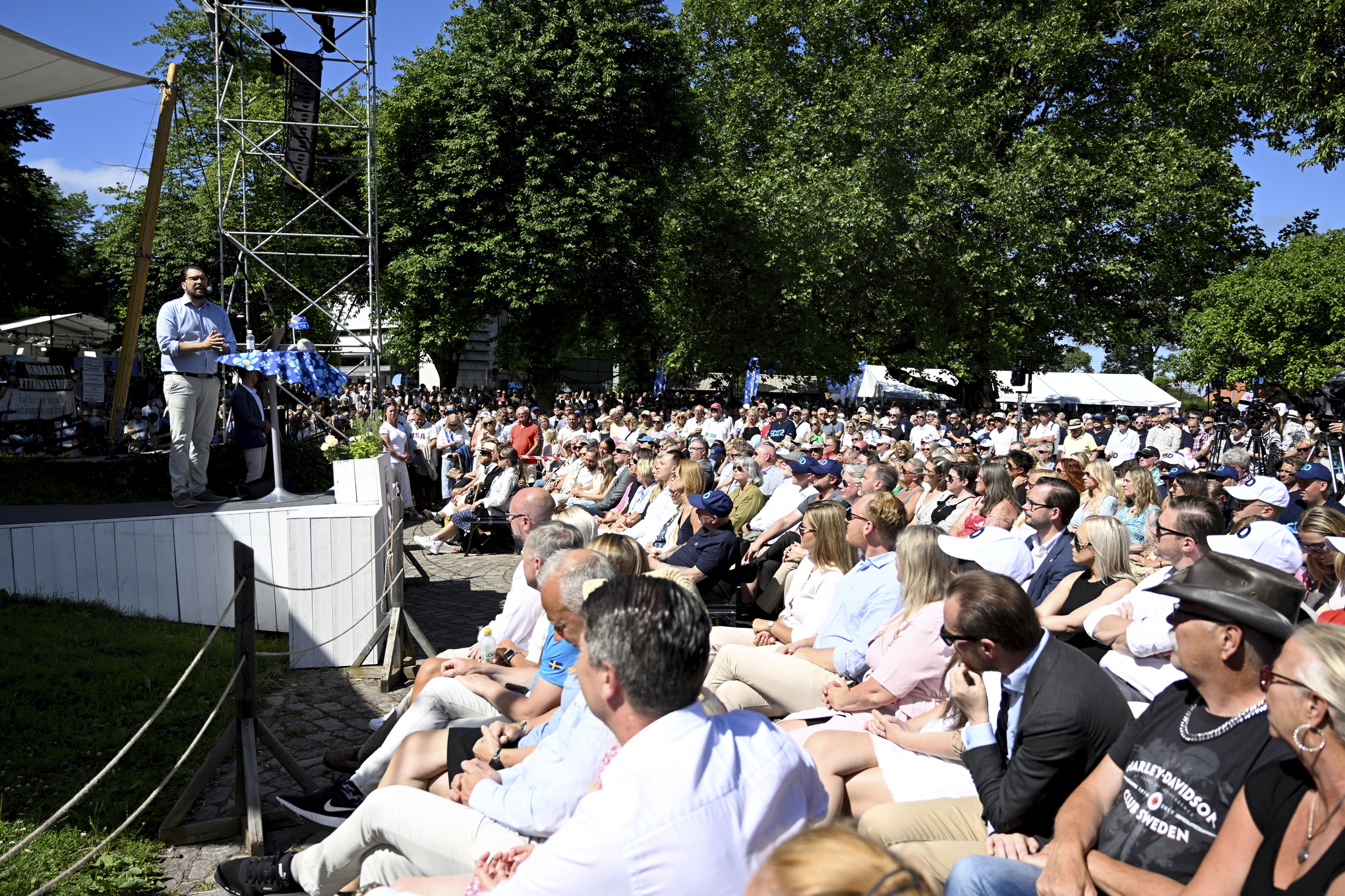 Sverigedemokraternas partiledare Jimmie Åkesson (SD) talar under Almedalsveckan.