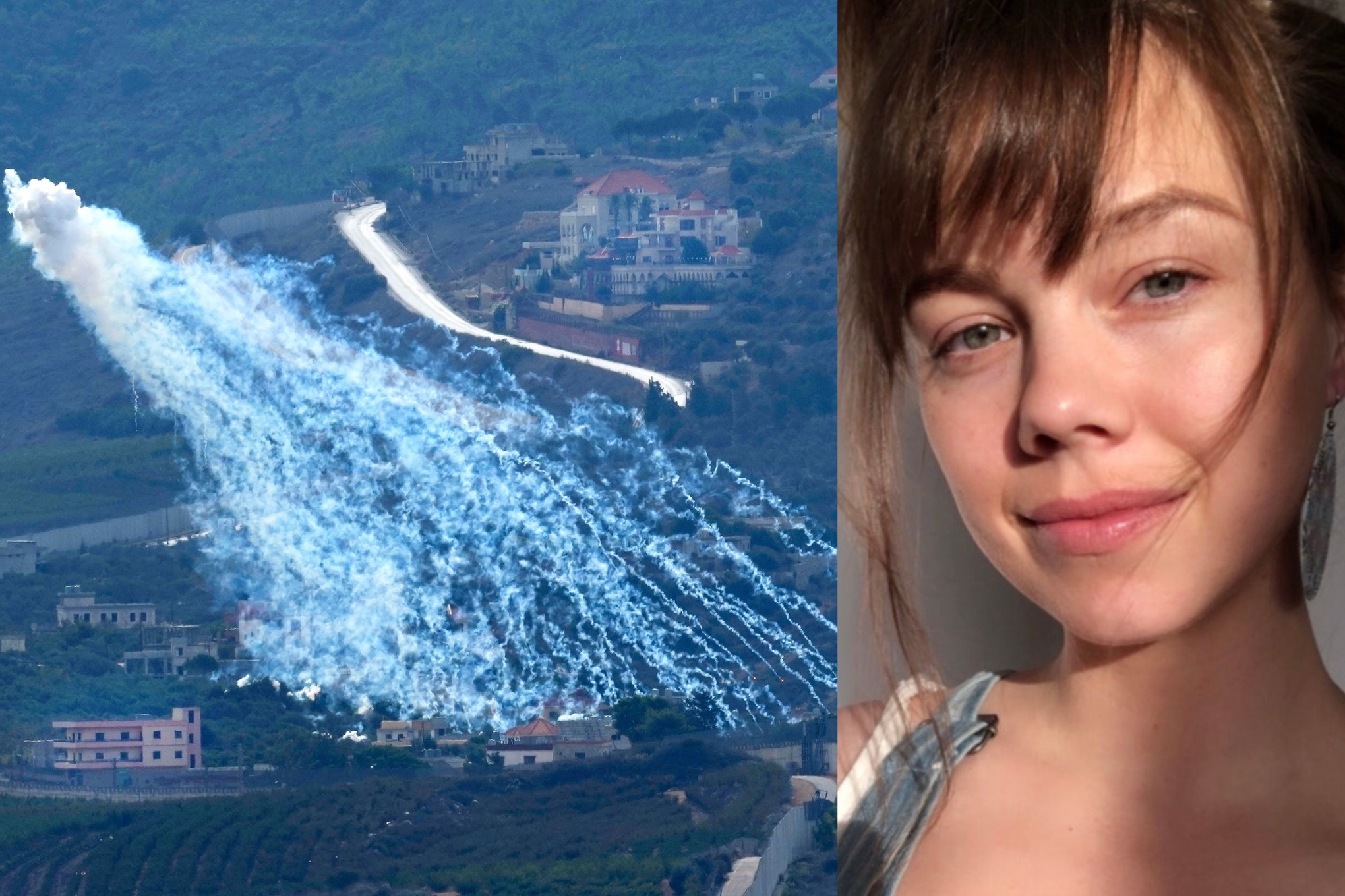Vad som verkar vara vit fosfor exploderar över en libanesisk by på gränsen till Israel i November 2023. Magdalena Ericsson har startat ett upprop mot att sjunde AP-fonden investerat i ett bolag som producerar vit fosfor.