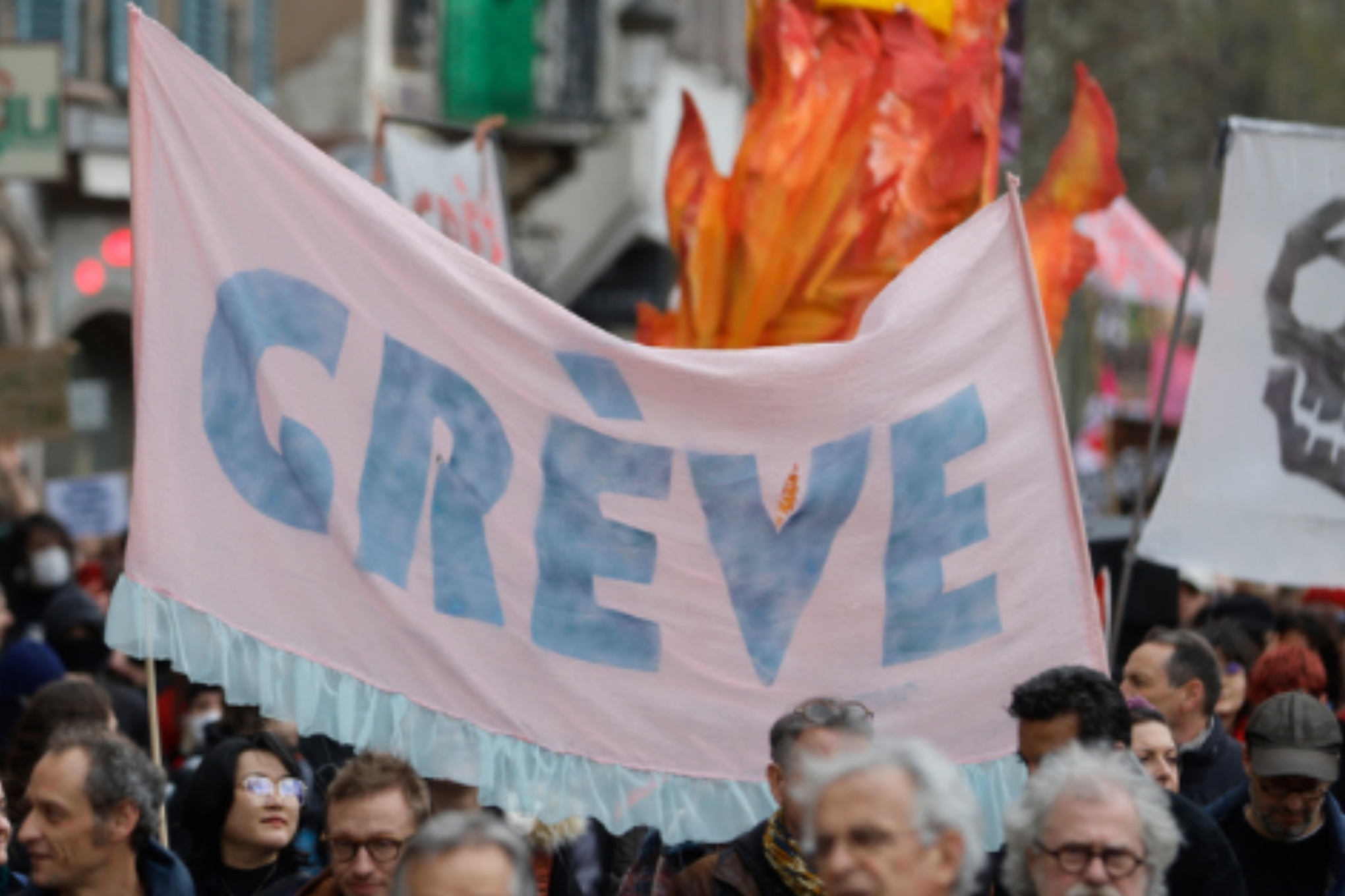 Foto på en demonstration i Frankrike 2023.
