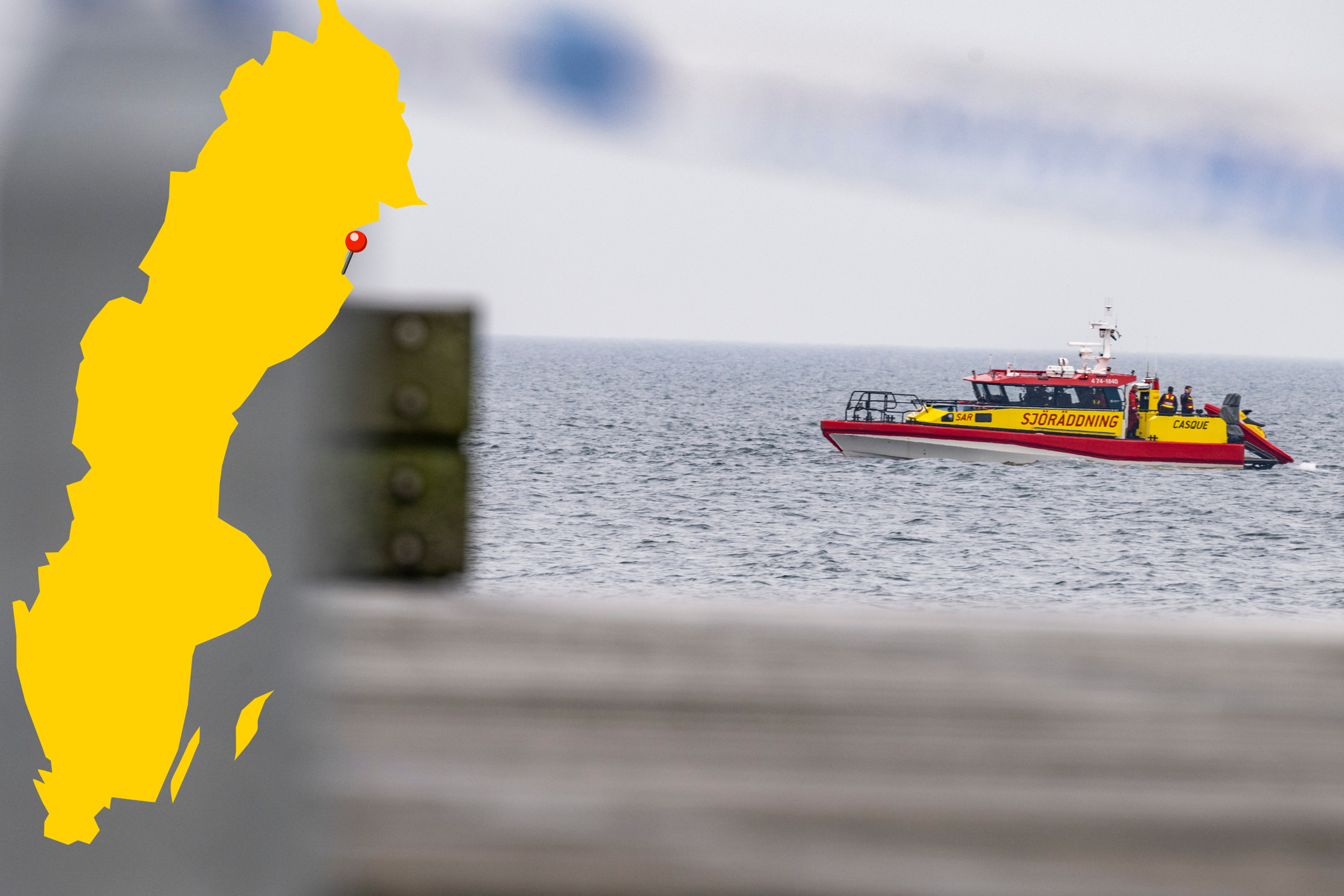 Sjöräddningen söker en man som fallit över bord i Skelleftehamn