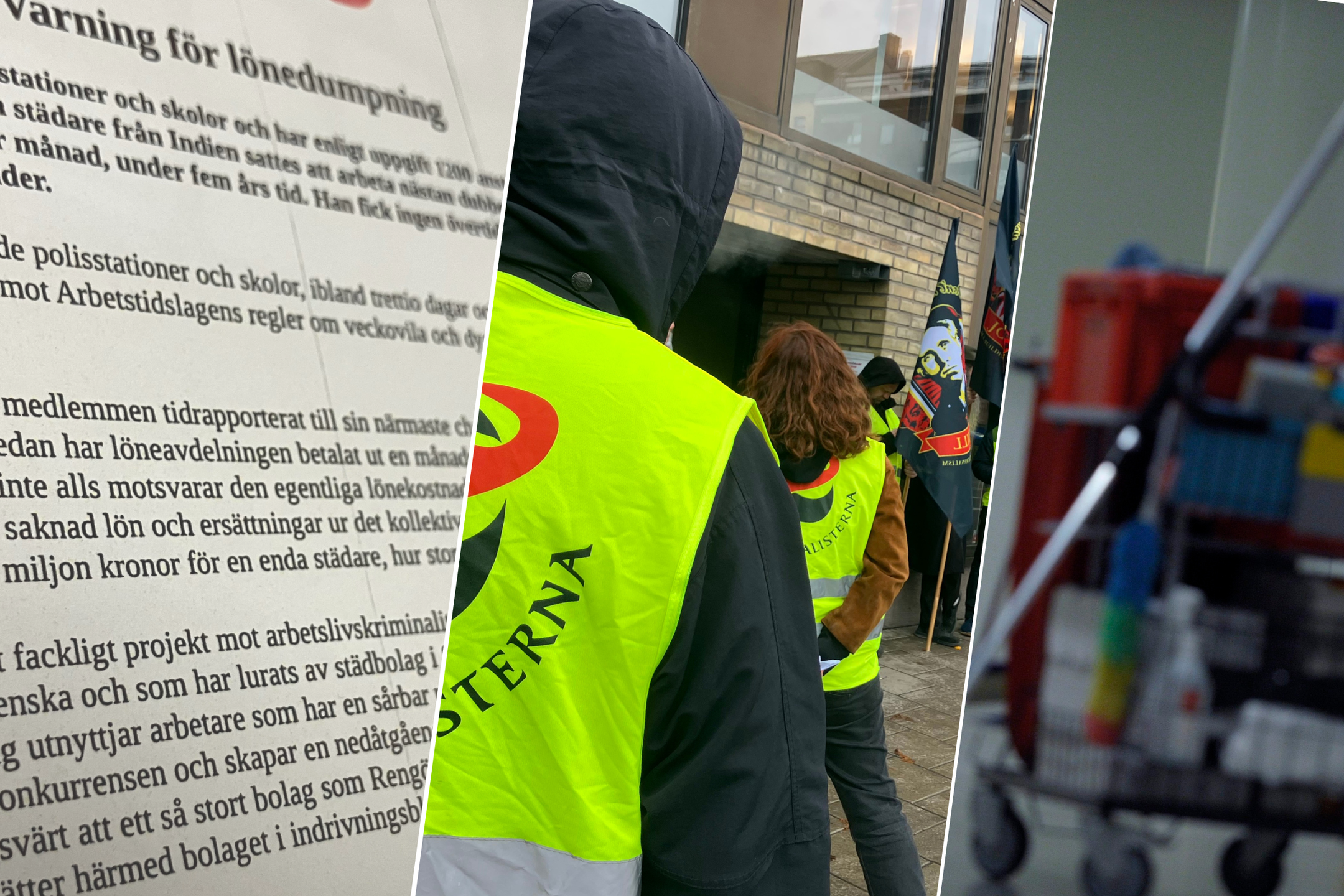 Facklig blockad i Stockholm mot städbolaget Rengörare Näslund. SAC Solidariska städare Stockholms ls