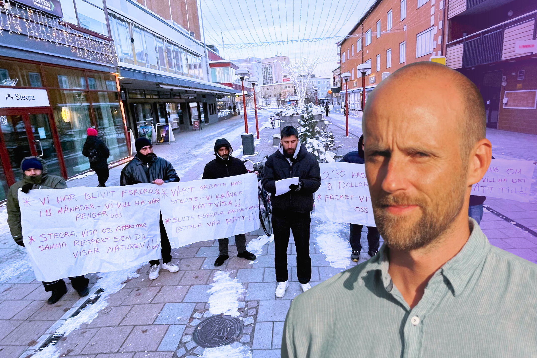 Gästarbetare protesterar i Boden mot Stegra. Ingen lön. Pelle Sunvisson kommenterar.